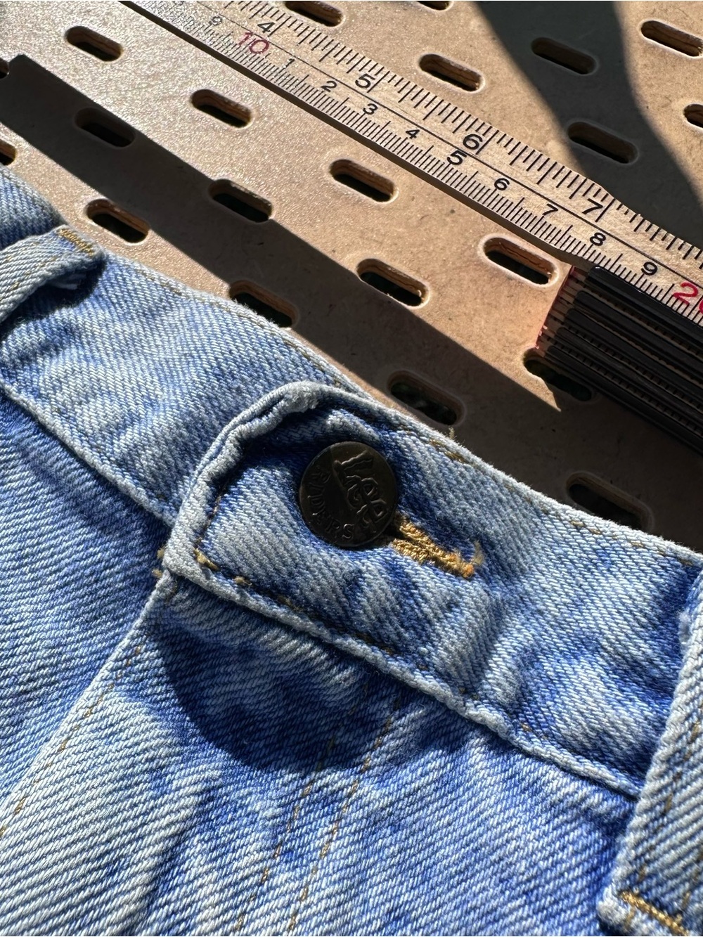 Vintage Lee High Waisted Denim Mini Pencil Skirt Light Wash - Picture 2 of 6